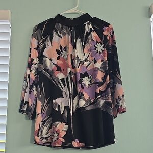 Floral Women's Top - Black, Pink, Purple